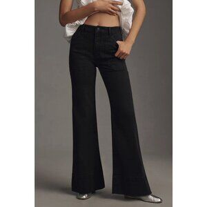 Pilcro and Letterpress Women's Flared Jeans Subsrcipt Mid-Rise Denim Black 25